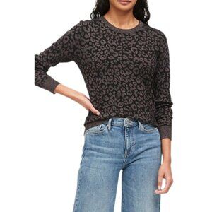Banana Republic Womens Small Metallic Leopard Navy Crew Neck Sweater